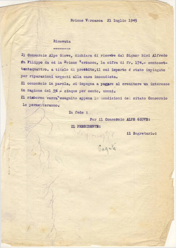 Ricevuta Alfredo Bisi