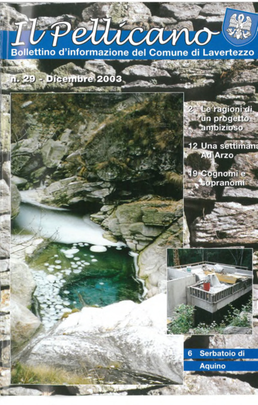 Il pellicano : bollettino d'informazione del Comune di Lavertezzo, n. 29, dicembre 2003