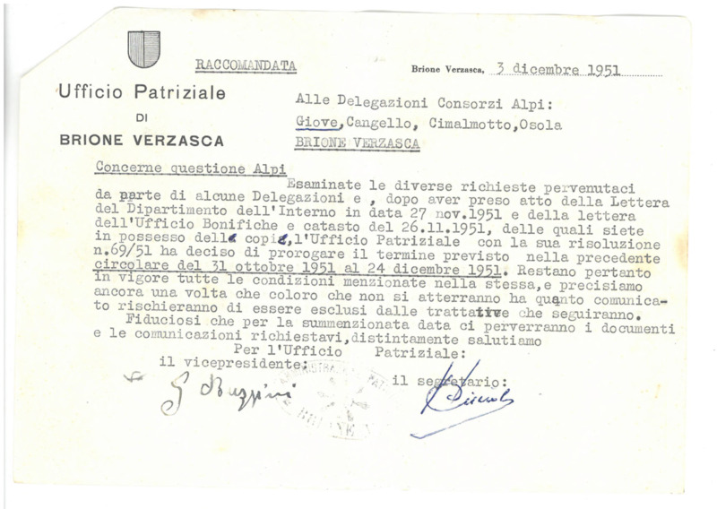 Concerne questione Alpi