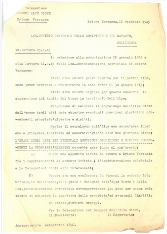 Visto come esiste grave urgenza per il nostre Alpe