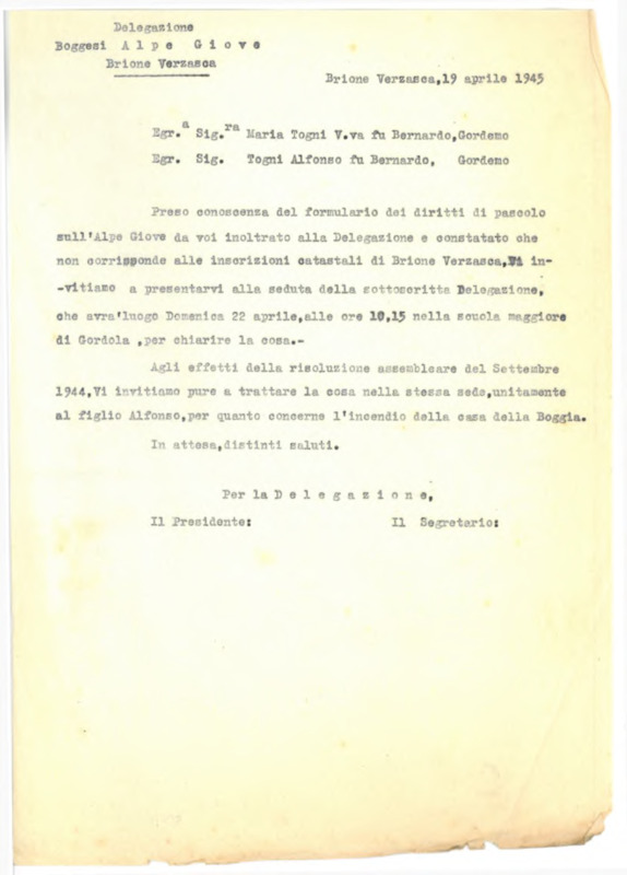 Preso conoscenza del formulario dei diritti di pascolo