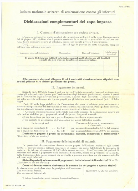 Dichiarazione complementari del capo impresa