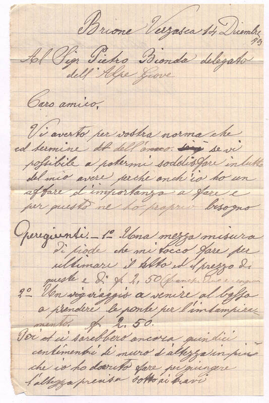Lettera Vincenzo Panscera